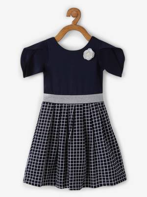 Blue printed cotton kids-frocks 1