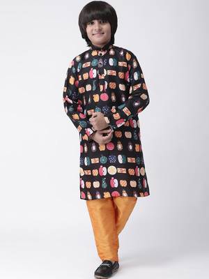 Multicolor printed cotton boys-kurta-pyjama 1