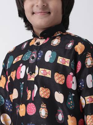 Multicolor printed cotton boys-kurta-pyjama 4