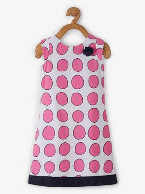 Pink printed cotton kids-frocks 1