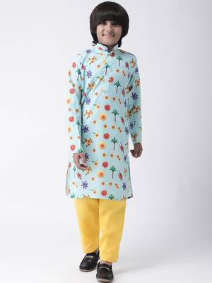 Multicolor printed cotton boys-kurta-pyjama 1