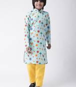 Multicolor printed cotton boys-kurta-pyjama
