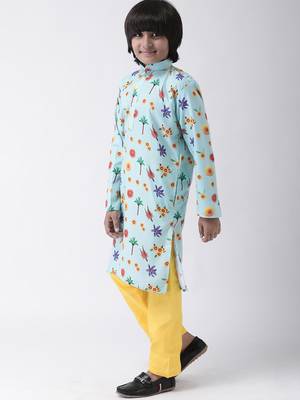 Multicolor printed cotton boys-kurta-pyjama 2