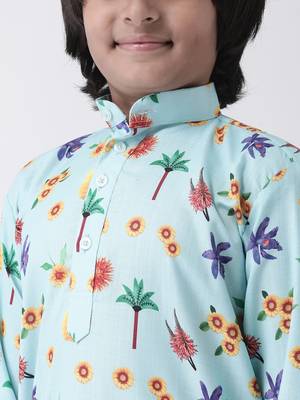 Multicolor printed cotton boys-kurta-pyjama 4