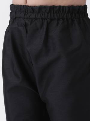 Black plain silk blend boys-kurta-pyjama 5