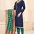 Navy-blue embroidered jute cotton salwar