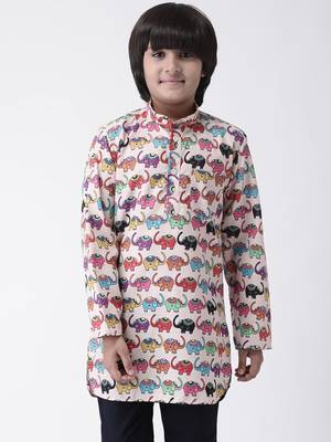 Multicolor printed cotton boys-kurta 1