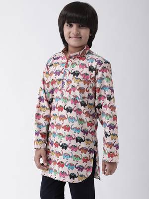 Multicolor printed cotton boys-kurta 2