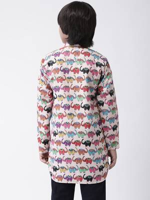 Multicolor printed cotton boys-kurta 3