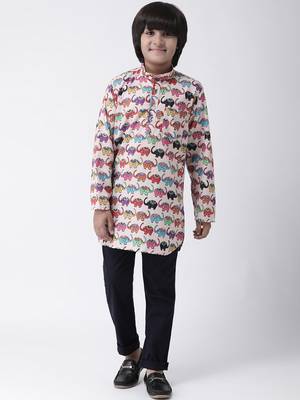 Multicolor printed cotton boys-kurta 4