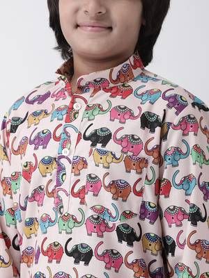 Multicolor printed cotton boys-kurta 5