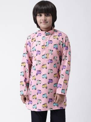 Multicolor printed cotton boys-kurta 1