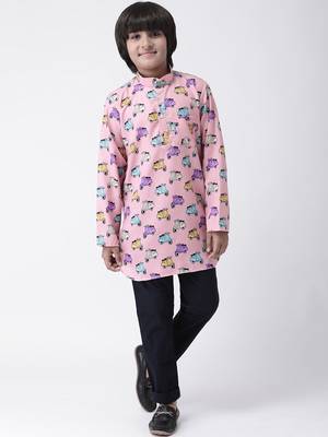 Multicolor printed cotton boys-kurta 4