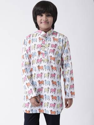 Multicolor printed cotton boys-kurta 1