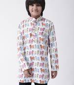 Multicolor printed cotton boys-kurta
