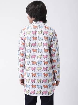 Multicolor printed cotton boys-kurta 3