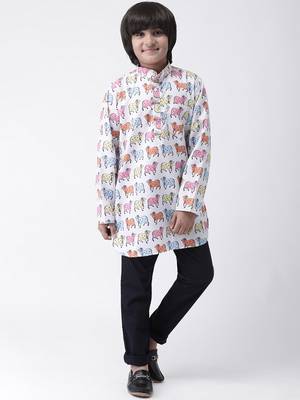 Multicolor printed cotton boys-kurta 4