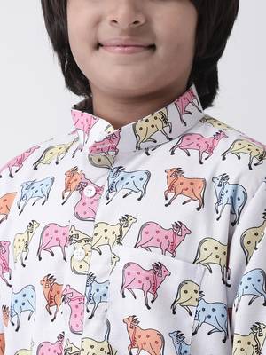 Multicolor printed cotton boys-kurta 5