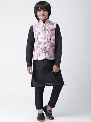Multicolor printed silk blend boys-kurta-pyjama 1