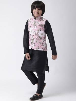 Multicolor printed silk blend boys-kurta-pyjama 2