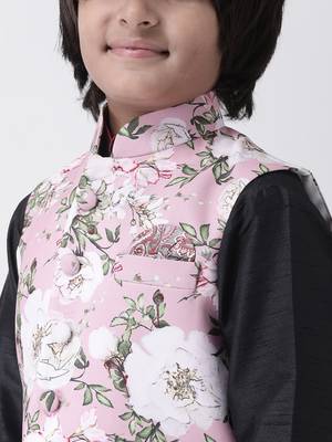 Multicolor printed silk blend boys-kurta-pyjama 4