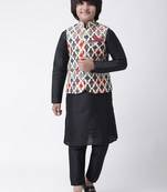 Multicolor printed silk blend boys-kurta-pyjama