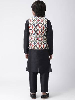 Multicolor printed silk blend boys-kurta-pyjama 3
