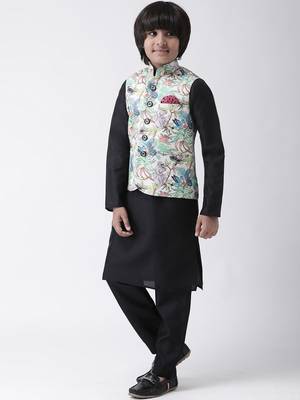 Multicolor printed silk blend boys-kurta-pyjama 2