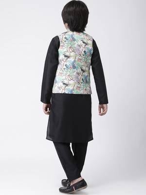Multicolor printed silk blend boys-kurta-pyjama 3