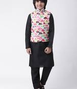 Multicolor printed silk blend boys-kurta-pyjama