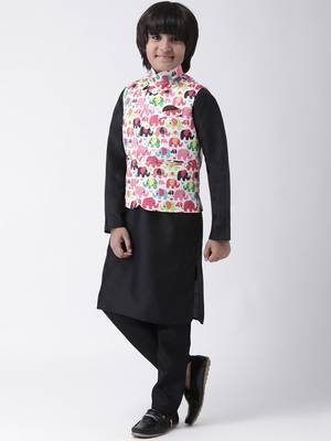 Multicolor printed silk blend boys-kurta-pyjama 2