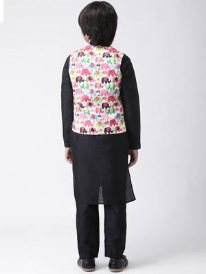 Multicolor printed silk blend boys-kurta-pyjama 3