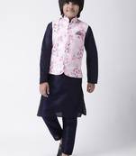 Multicolor printed silk blend boys-kurta-pyjama
