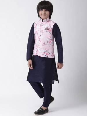 Multicolor printed silk blend boys-kurta-pyjama 2