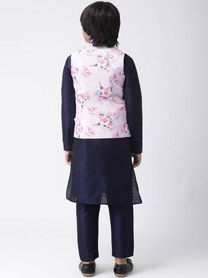 Multicolor printed silk blend boys-kurta-pyjama 3