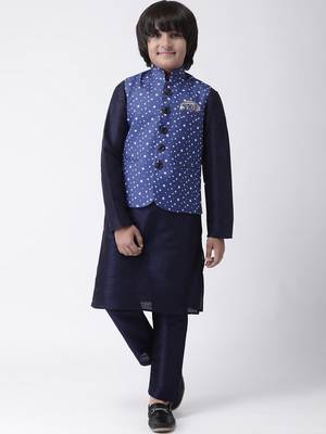Multicolor printed silk blend boys-kurta-pyjama 1