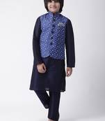 Multicolor printed silk blend boys-kurta-pyjama