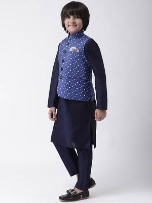 Multicolor printed silk blend boys-kurta-pyjama 2
