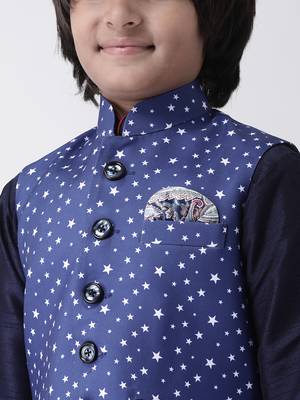 Multicolor printed silk blend boys-kurta-pyjama 4