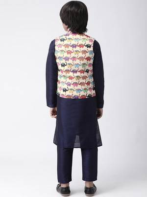Multicolor printed silk blend boys-kurta-pyjama 3