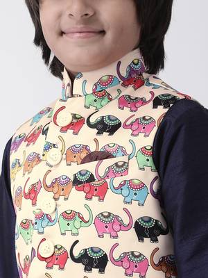 Multicolor printed silk blend boys-kurta-pyjama 4