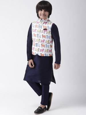 Multicolor printed silk blend boys-kurta-pyjama 2