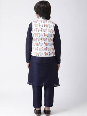 Multicolor printed silk blend boys-kurta-pyjama 3