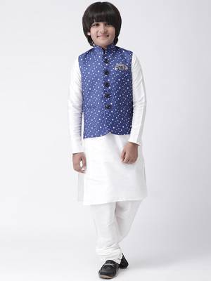 Multicolor printed silk blend boys-kurta-pyjama 1