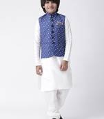 Multicolor printed silk blend boys-kurta-pyjama