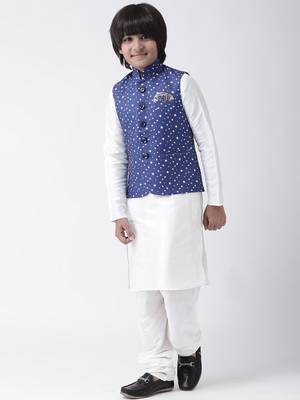 Multicolor printed silk blend boys-kurta-pyjama 2