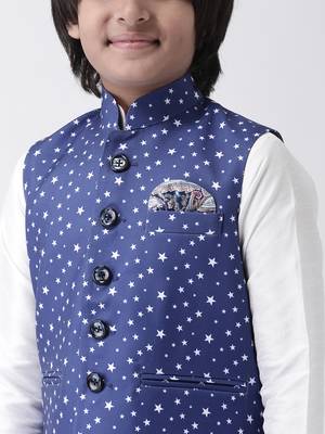 Multicolor printed silk blend boys-kurta-pyjama 4