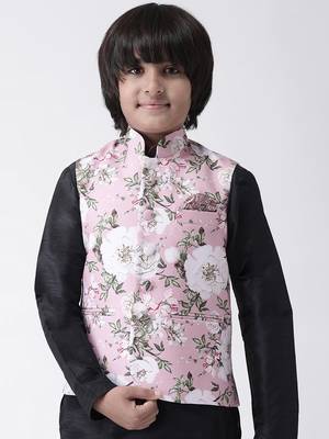 Multicolor printed silk blend boys-nehru-jacket 1