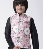 Multicolor printed silk blend boys-nehru-jacket