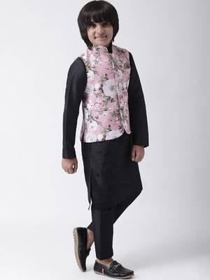 Multicolor printed silk blend boys-nehru-jacket 4